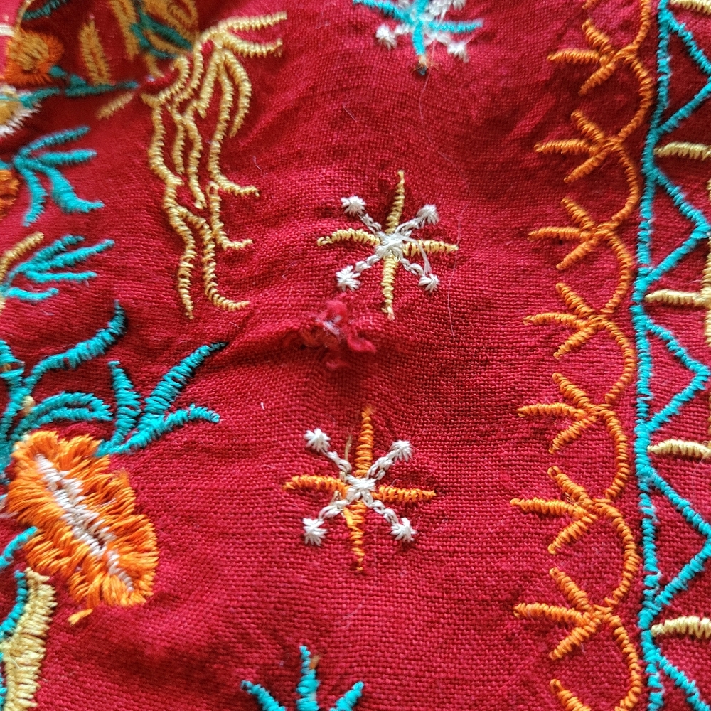 Vintage Chokhi Bandhni Bohemian Chic Peasant Top in Rich Red Sz XS-S - Picture 6 of 9
